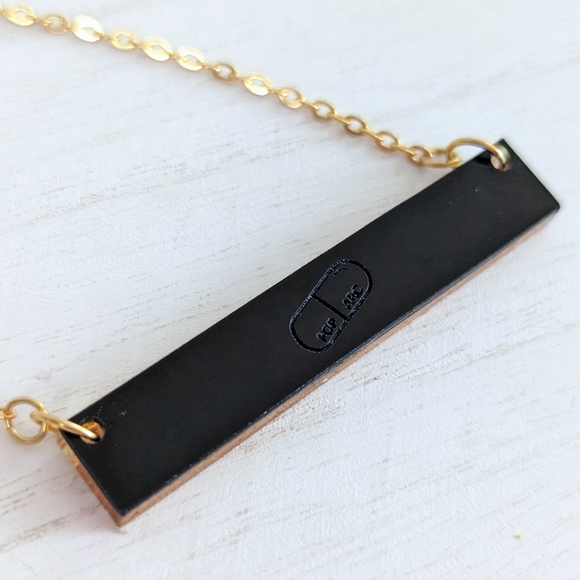 NEW Mirror Bar Quote Metallic Statement Necklace | Handmade Gift - Picture 6 of 7